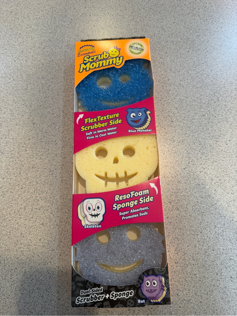New Scrub Daddy Mommy Special Edition Halloween 3pk Bat Monster Skull 2-Sided